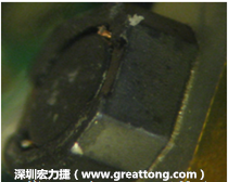 使用銀(Ag)鍍層的電源電感器(Power Inductors)，經(jīng)過推力測試后，零件端點上已經(jīng)看不到任何鍍層的痕跡了，所以其耐推力就比較小。