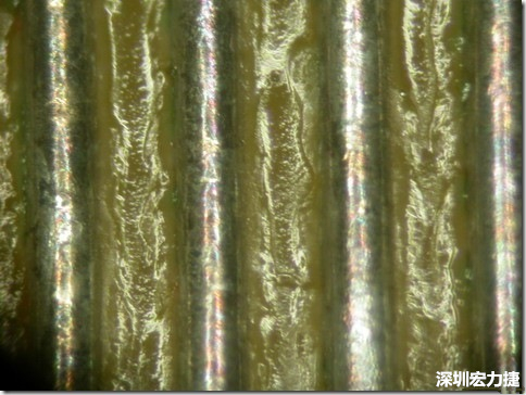 經(jīng)過168小時的高溫高濕環(huán)境實驗后，此錫膏的SIR最低還可達到150,000,000 ohms，取LOG10為108.176，此錫膏的SIR雖然比較低，但是吃錫狀況明顯好很多，只是助焊劑明顯殘留