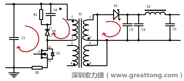 元件布局的時(shí)候，要優(yōu)先考慮高頻脈沖電流和大電流的環(huán)路面積，盡可能地減小,以抑制開(kāi)關(guān)電源的輻射干擾