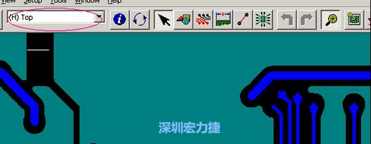 如果圖形像下圖一樣無法顯示鉆孔，只須圖（186）將紅色圈住的活動層改為當前顯示層即可。