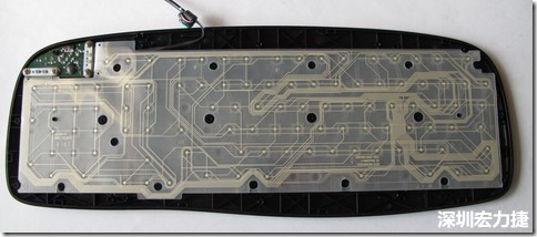 現(xiàn)在的電腦鍵盤(pán)拆開(kāi)被蓋后就只看到一片約5mmx3mm的電路板及兩片取代原本電路板的PTF。