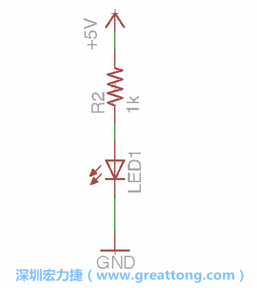如圖所示放置一個(gè)開關(guān)（switch）、10K電阻器（10k resistor）和0.1μF的電容（0.1μF capacitor），并把開關(guān)的一端連到接地端上。