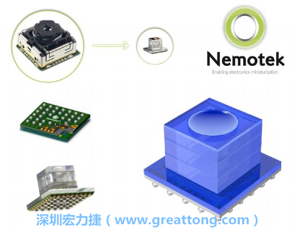 Nemotek利用WLP制作image sensor模組，搭配光學透鏡設(shè)計，可讓image sensor模組的占位面積大幅縮小，生產(chǎn)可用自動送料快速制作，節(jié)省產(chǎn)制成本。