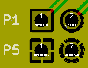TOP層鋪鋪的狀態(tài)，到下方排pad為GND，連接GND Copper zone 都是設(shè)定Thermal relief Pad