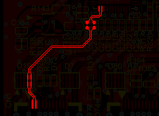 差分線盡量走等長線、等距，避免時序偏差及共模干擾