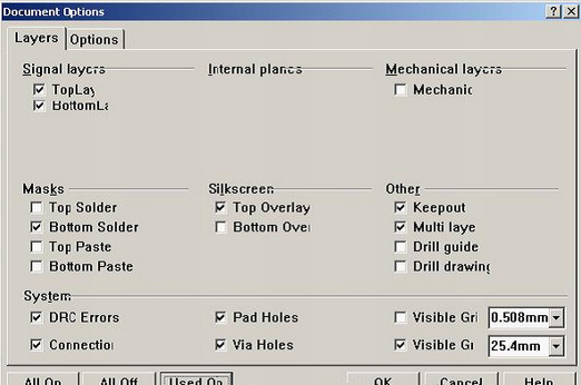 按“L”打開(kāi)層設(shè)置窗口，打開(kāi)各層圖形進(jìn)行初步檢查，看文件有無(wú)設(shè)計(jì)上的問(wèn)題或有無(wú)特殊的、在處理文件時(shí)需特別留意之處